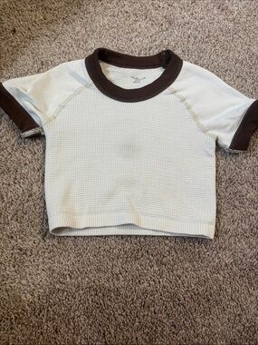 Brown and White Crop Top: XS/S